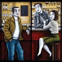 TOUS AU BISTRO, acryl/4 toiles 40x80cm