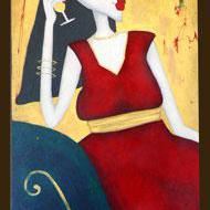 LA FEMME AU CHAMPAGNE, acryl/toile 40x80cm
