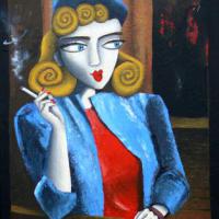 L'HOTESSE DE L'AIR, acryl/toile 50x60cm