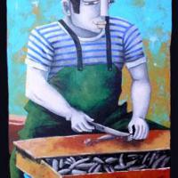 MARIN-PECHEUR, acryl/toile 80x100cm