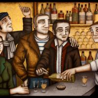 SCENE DE BAR, acryl/toile 116x81cm
