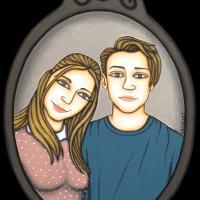 FRERE ET SOEUR, acryl/médium 23x32cm