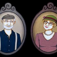 PAPI et MAMIE, 2 acryl/médium23x32cm