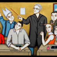 Portrait de famille en classe, acryl/toile 120x60cm