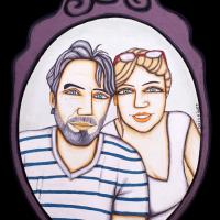 PÈRE ET FILLE, acryl/médium 23x32cm