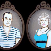 JEAN-JACQUES et VALERIE, 2 acryl/médium 17x24cm