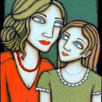 LA MÈRE ET L'ENFANT, acryl/toile 33x41cm