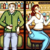 AU CAFE DE LA PAIX, acryl/toile 2x(70x70xm)