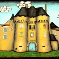 CHATEAU DE BARBEZIEUX, acryl/médium  37x34cm