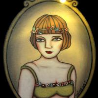 PORTRAIT RETRO, acrul/médium 17x24cm