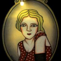 PORTRAIT RETRO, acrul/médium 17x24cm