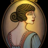 PORTRAIT RETRO, acrul/médium 23x32cm