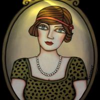 PORTRAIT RETRO, acrul/médium 23x32cm