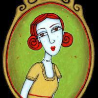 PORTRAIT RETRO, acrul/médium 17x24cm