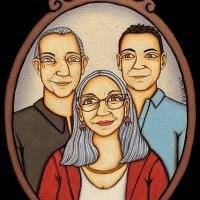 FRANCINET ET SES GARCONS, acryl/médium 23x32cm