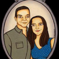 POTRAIT DE COUPLE, acryl/médium 17x24cm