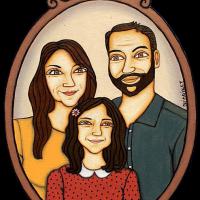 PORTRAIT de FAMILLE, acryl/médium 23x32cm