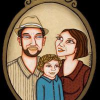 PORTRAIT de FAMILLE, acryl/médium 23x32cm