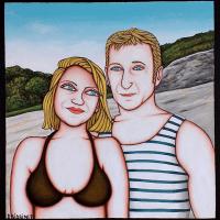 PORTRAIT DE COUPLE, acryl/médium 30x30cm