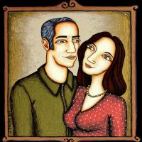 PORTRAIT DE COUPLE, acryl/médium 23x32cm