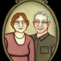 POTRAIT DE COUPLE, acryl/médium 23x32cm