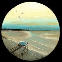 VUE de TALMONT, acryl/médium diamétre 12cm